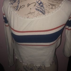 Off the shoulder striped shirt